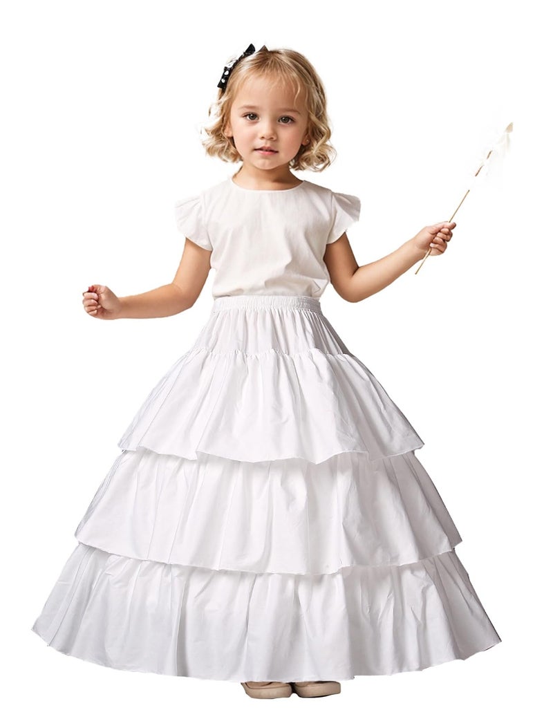 BEAUTELICATE Girls Petticoat 100% Cotton Crinoline Underskirt for Kids Flower Dress Slips - Image 1